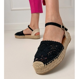 Black Espadrilles Openwork sandály černá 3