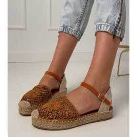 Brown Espadrilles Openwork sandály hnědý 2