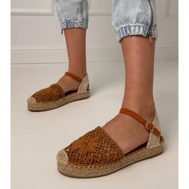 Brown Espadrilles Openwork sandály hnědý 3