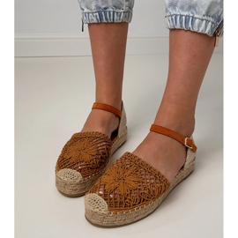 Brown Espadrilles Openwork sandály hnědý 4