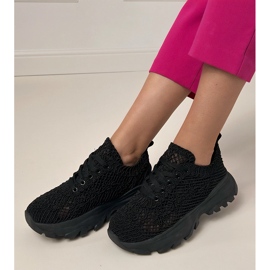 Black Openwork tenisky na platformě černý 2