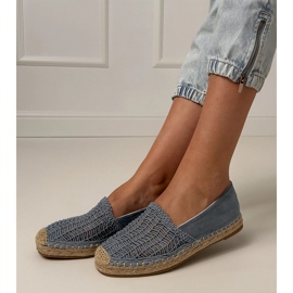 Modrá otevřená práce espadrilles na platformě modrý 2
