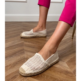 Beige Openwork Espadrilles na platformě béžový 2