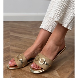 Zlaté žabky se zlatou dekorací na pásu zlatý 1 Zlaté žabky se zlatou dekorací na pásu zlatý 1