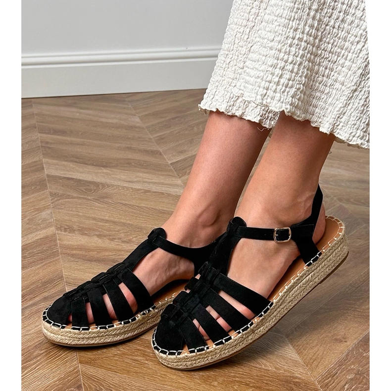 Černé sandály espadrilles gladiátor z Ekozamszu černý 1