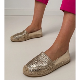 Openwork Espadrilles na platformě zlatý 1