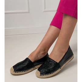 Černá otevřená práce espadrilles na platformě 1
