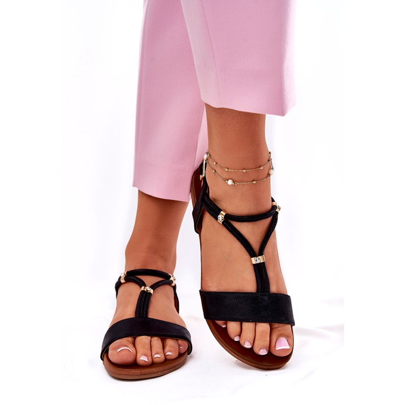 S.Barski Dámské ploché sandály s pruhy S. Barski KV51-120 černá 2 S.Barski Dámské ploché sandály s pruhy S. Barski KV51-120 černá 2