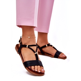 S.Barski Dámské ploché sandály s pruhy S. Barski KV51-120 černá 1 S.Barski Dámské ploché sandály s pruhy S. Barski KV51-120 černá 1