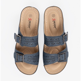 Seastar Pantofle na nízkém klínu s modrými spony 1