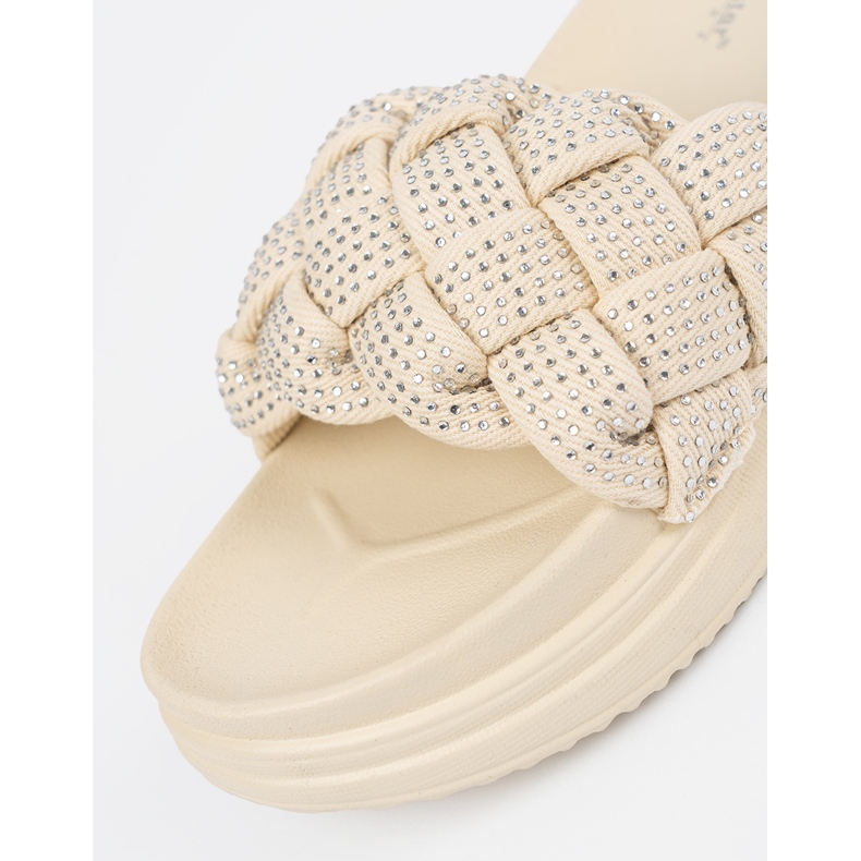 Seastar Světle béžové žabky s krystaly béžový 1