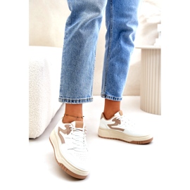 Dámské eko kožené tenisky na bílé a béžové platformě Henizore bílý 2 Dámské eko kožené tenisky na bílé a béžové platformě Henizore bílý 2