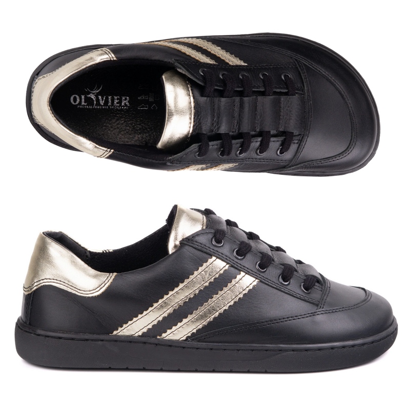 Tenisky naboso ženské Kaia Olivier - černá kožená bota 1 Tenisky naboso ženské Kaia Olivier - černá kožená bota 1