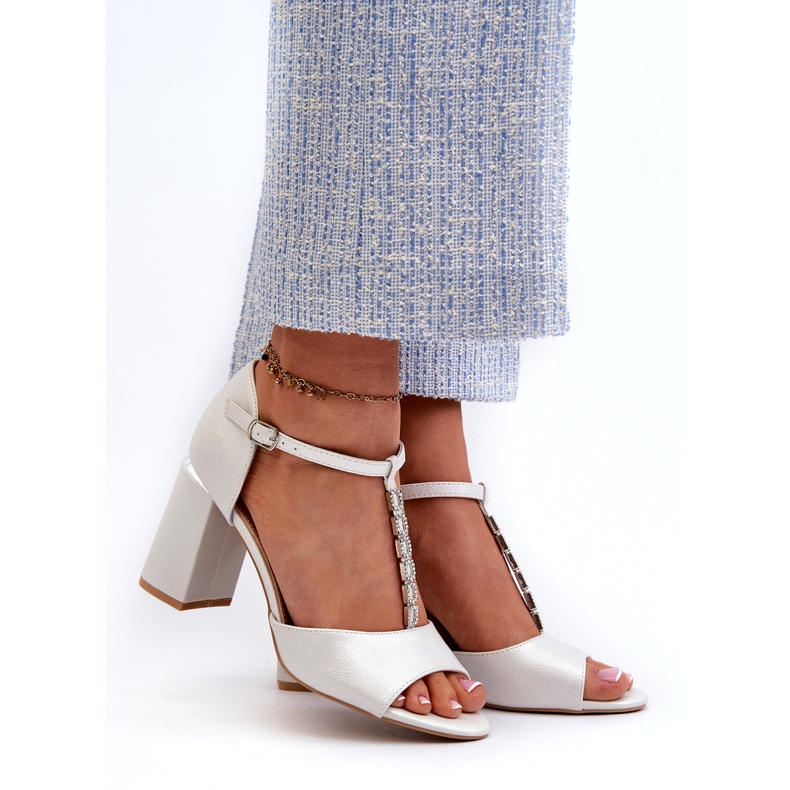 Vinceza Stříbrné sandály na vysokém podpatku Aniya s kubickou zirkonií stříbrný 2