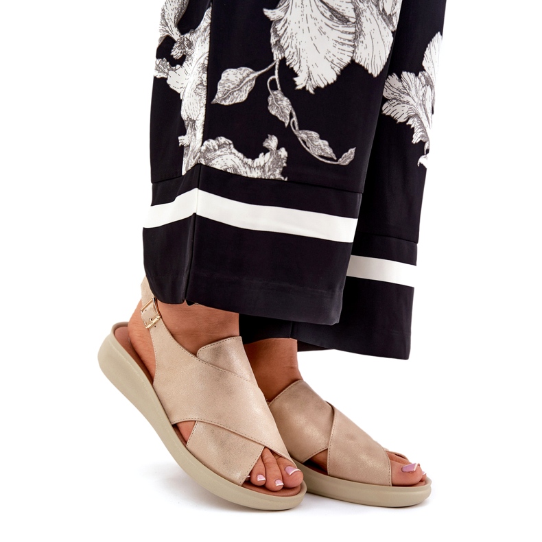 Jezzi Dámské sandály z ekologického pokoje zlaté zlatý 1