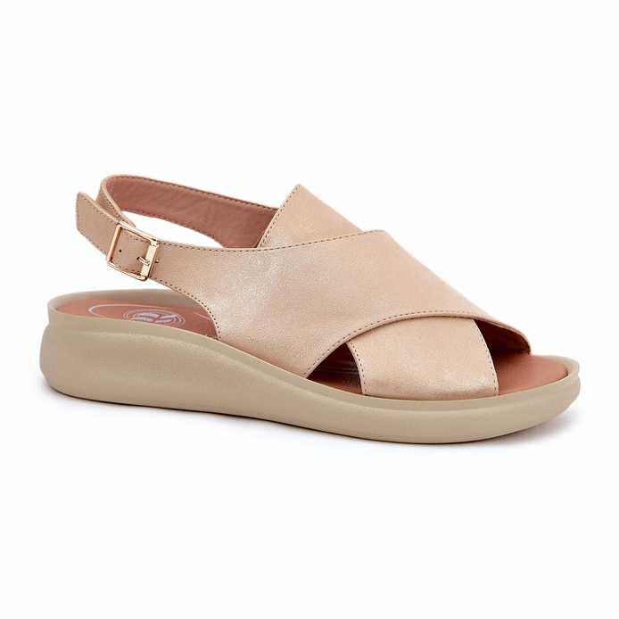 Jezzi Dámské sandály z ekologického pokoje zlaté zlatý 4