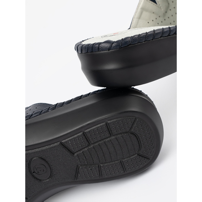 J. Star Žabky s koženou vložkou námořnictvo modrou modrý 1