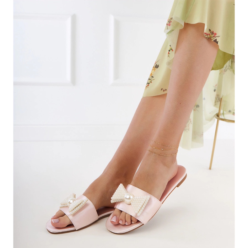 Seastar Béžové saténové žabky s lukem v perla béžový 1 Seastar Béžové saténové žabky s lukem v perla béžový 1