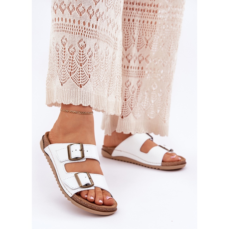 Kožené žabky s inblu aa0002ko bílou bílý 2 Kožené žabky s inblu aa0002ko bílou bílý 2