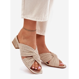 Dámské pantofle na Maciejka Block 06955-25 Béžové-gold béžový 1 Dámské pantofle na Maciejka Block 06955-25 Béžové-gold béžový 1