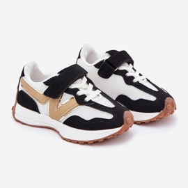 Dětské tenisky s bílou a bílou suchým zipem černý 1