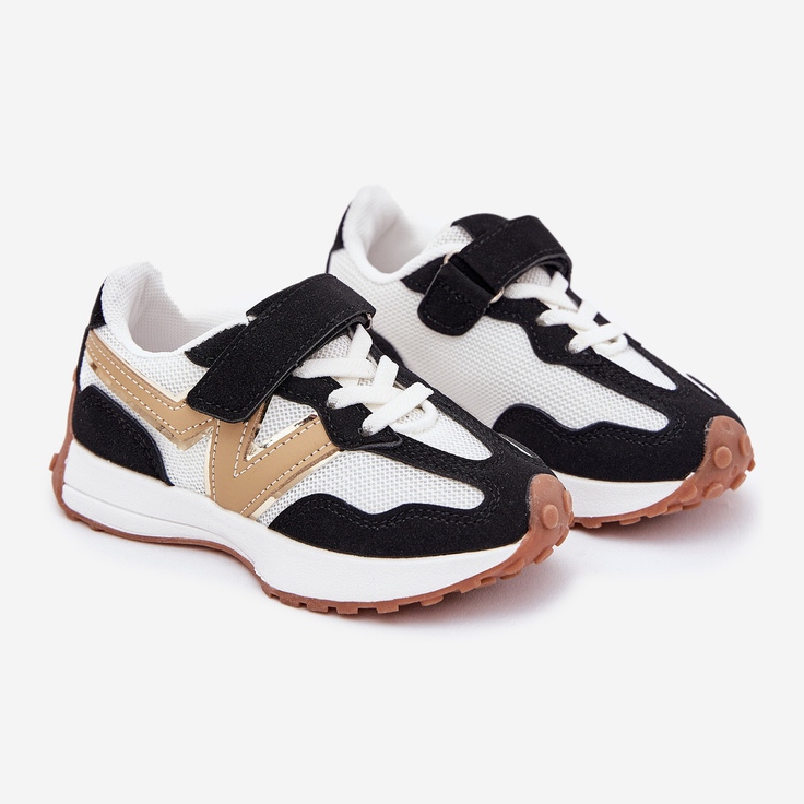 Dětské tenisky s bílou a bílou suchým zipem černý 1