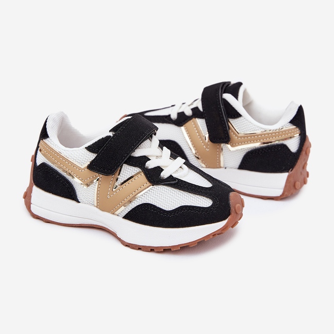 Dětské tenisky s bílou a bílou suchým zipem černý 2