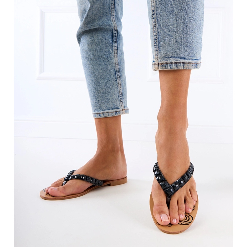 Black Flip -flops flip -flops zdobené oblázky černý 1