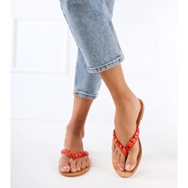 Oranžové překlopení -flip -flip -flops zdobené oblázky oranžový 1