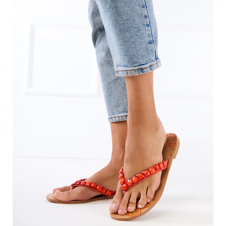 Oranžové překlopení -flip -flip -flops zdobené oblázky oranžový 2