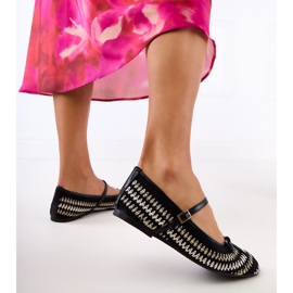 Baleríny s černým materiálem se sponou a lukem 1