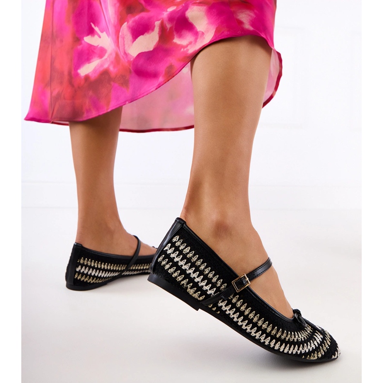 Baleríny s černým materiálem se sponou a lukem 1