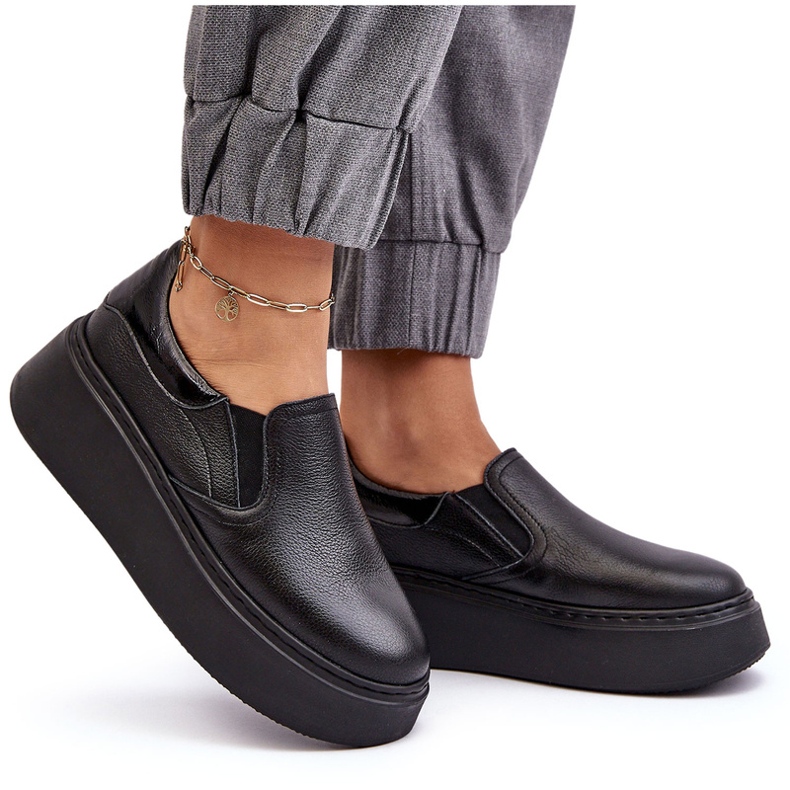 Dámská kožená sportovní bota na platformě Black Lemar černý 4