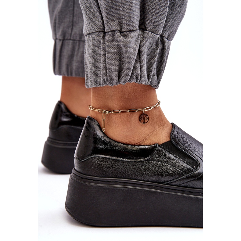 Dámská kožená sportovní bota na platformě Black Lemar černá 3