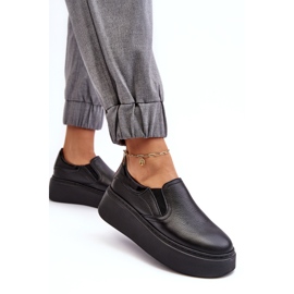 Dámská kožená sportovní bota na platformě Black Lemar černá 2