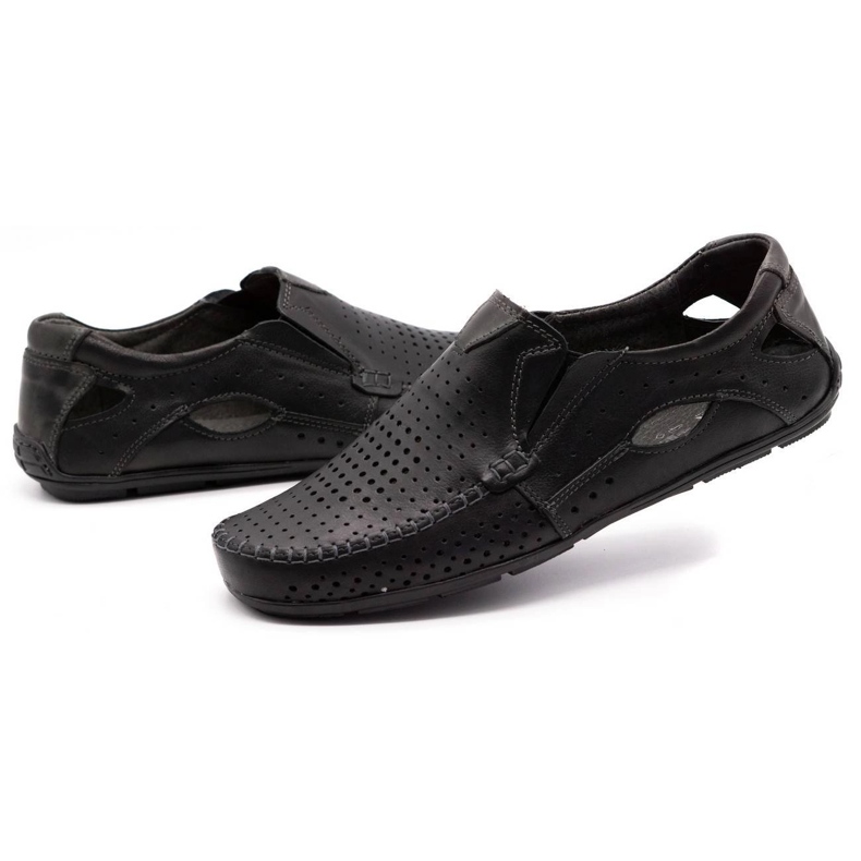 Olivier Pánské mokasíny 901 pro letní černou tvář černá 6