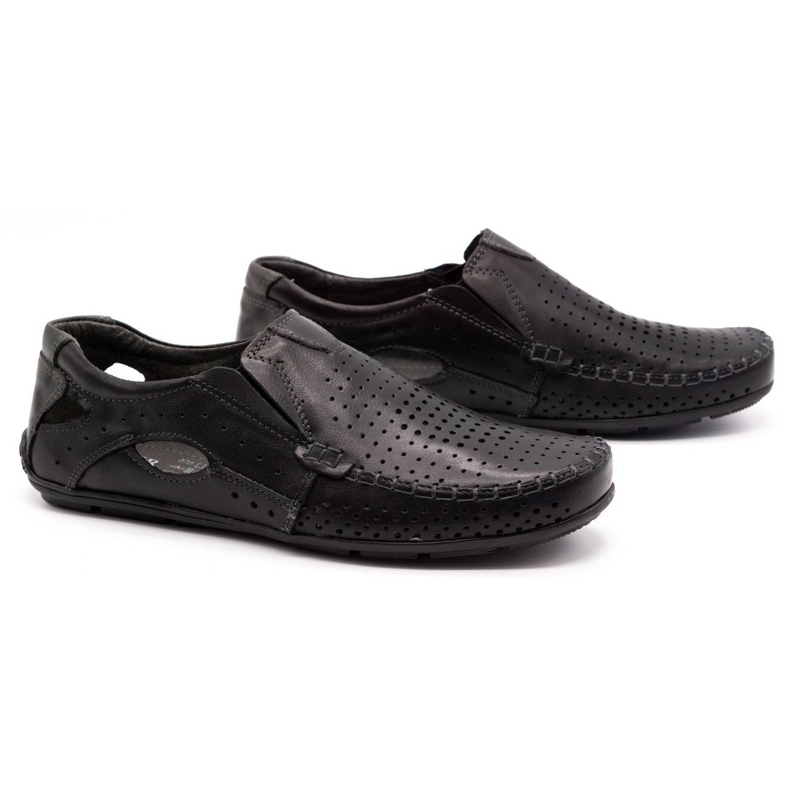 Olivier Pánské mokasíny 901 pro letní černou tvář černá 2