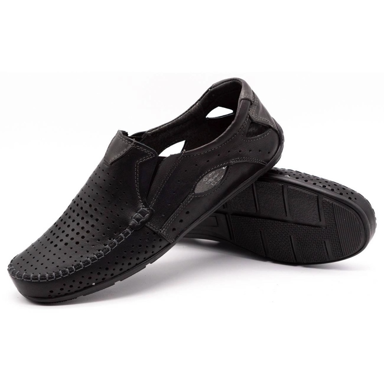 Olivier Pánské mokasíny 901 pro letní černou tvář černá 3