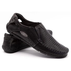 Olivier Pánské mokasíny 901 pro letní černou tvář černá 4