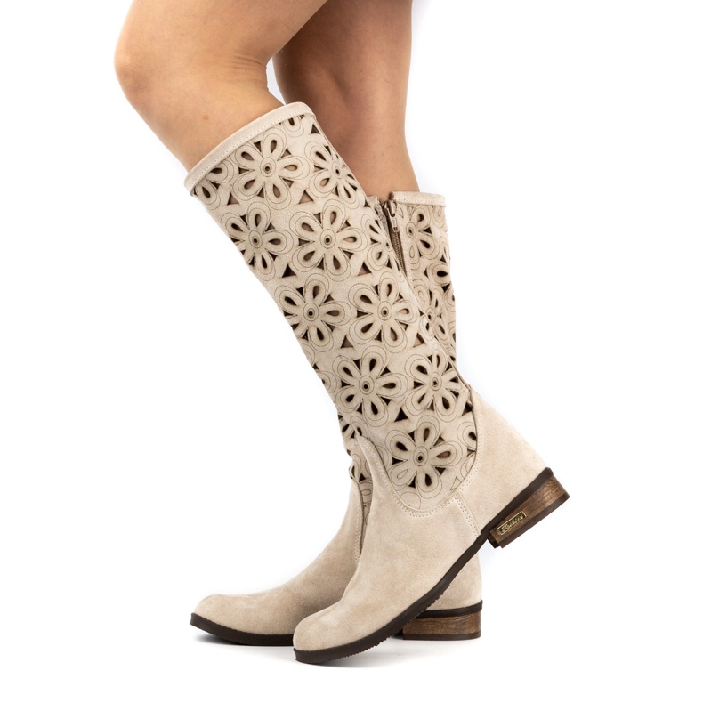 Olivier Dámské lehké béžové kožené boty béžový 3 Olivier Dámské lehké béžové kožené boty béžový 3