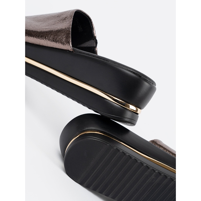 Goodin Kovové pantofle na platformě hnědý 2