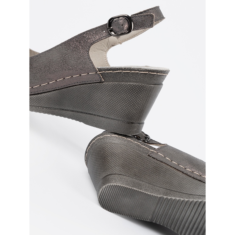 Goodin Šedé ženské klínové sandály šedá 2