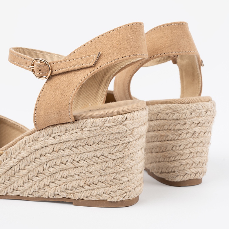 Shelvt Béžové sandály espadrilles na klínu béžový 2