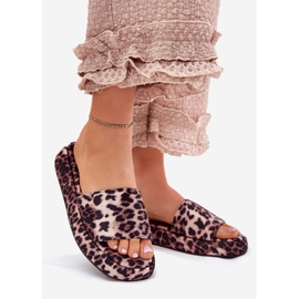 Dámské žabky na plošině Leopard hnědý 1