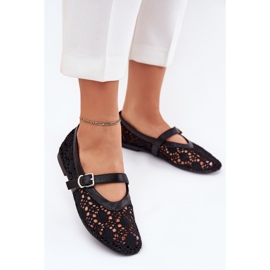 Baleríny s otevřeným prahem s černým pásem černá 2 Baleríny s otevřeným prahem s černým pásem černá 2