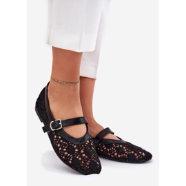 Baleríny s otevřeným prahem s černým pásem 1