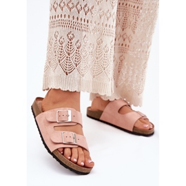 Dámské žabky na Cork Platform Růžové přezky růžový 2 Dámské žabky na Cork Platform Růžové přezky růžový 2