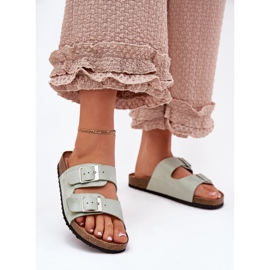 Dámské žabky na Cork Platform Mint Clamps zelený 2