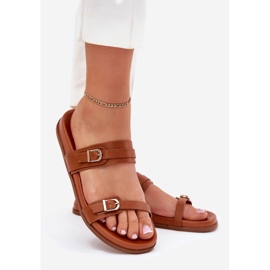 Dámské pantofle s velbloudími sponami hnědý 1 Dámské pantofle s velbloudími sponami hnědý 1