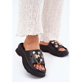 Dámské pěnové žabky se zlatými kolíky černé kolíky černá 2